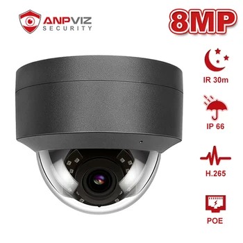 Anpviz 8MP POE Dome IP Apsaugos Kameros ONVIF DHCP Lauko/Vidaus Atsparūs vandeniui IP66 Naktinio Matymo infraraudonųjų SPINDULIŲ 30m H. 265 P2P