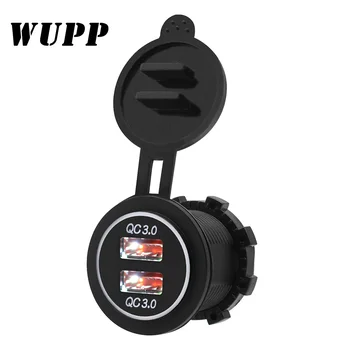 WUPP QC 3.0 Dual USB Kroviklis Greito Įkroviklio Vandeniui Transporto priemonės Greitas Įkroviklis 2 Prievadai Įkrauti 