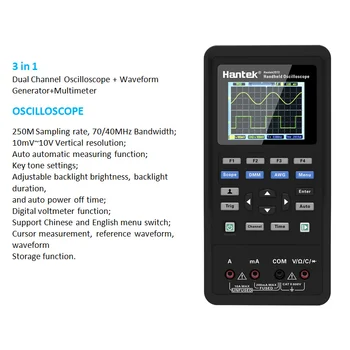 Hantek 3-in-1 Skaitmeninis Oscilloscope + Signalo Generatorius + Multimetras USB Multi-Function Testas Priemonė
