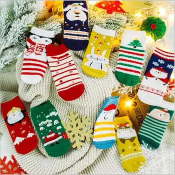 3Pairs pack vaikų kojinės didmeninės nauja rudens žiemos Kalėdų animacinių filmų terry rankšluostį kojines storas šiltas, berniukai, mergaites, vaikai, kojinės