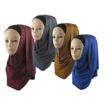 Populiariausi Musulmonų Jersey Hijabs Moterų Medvilnės Islamo Šalikai & Skaros Mados Lankelis 19 spalvos Apsiaustas Nemokama Laivas
