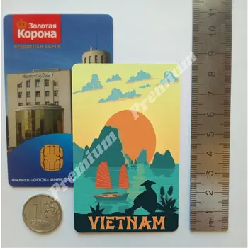 Vietnamas suvenyrų magnetas derliaus turizmo plakatas
