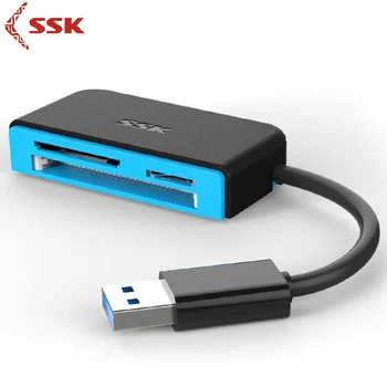 SSK USB3.0 Visi 1 SD Card Reader Supporting SD/TF/CF Kortelė su 5Gbps Super-speed 