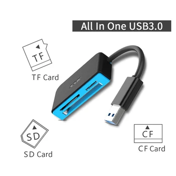 SSK USB3.0 Visi 1 SD Card Reader Supporting SD/TF/CF Kortelė su 5Gbps Super-speed 