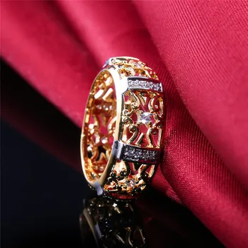 2020 Unikalų Stilių Kristalų Cirkonis Akmens Žiedas, Moterų Geltonos Aukso Vestuvių Papuošalai Žada Meilę, Sužadėtuvių Žiedai Moterims