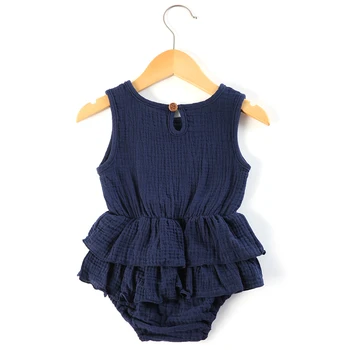Naujagimio pynimas Kūdikiui Baby Girl vienas gabalas muslino vasaros paprasto spalvų skalbiniai be Rankovių Romper Jumpsuit Sunsuit bodysuits
