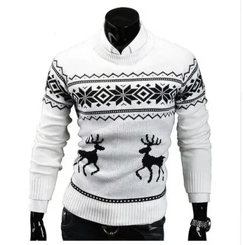 Elnių Kalėdų Megztiniai Žmogui, O Kaklo Atsitiktinis Megztinis Vyrų Megztinis Vyrams Jumper Mens Trikotažas Sueter Slim Top Žiemos Sweters
