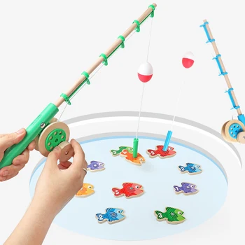 Montessori Ugdymo medienos magnetinio žvejybos žaidimas Žvalgybos Mokymo Rankų judesių Koordinavimą Tėvų Vaikas Interaktyvios juguetes