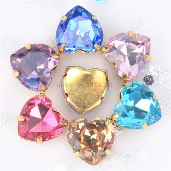 K9 Stiklo Kristalų Opal 10Mm Širdies Formos Klasikinės Riebalų Aikštėje 15vnt Letena Siūti Diamond Pažymėjo Atgal, Cirkonio 