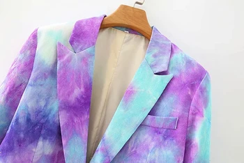 ZXQJ kaklaraištis dažų moterų elegantiškas prarasti violetinė blazers 