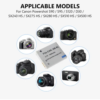 POSTHUMAN Canon Powershot S90 S95 S120 SX240 HS SX275 SS SX280 SS SX510 HS Fotoaparatas NB-6L Li-ion Baterijos 1000mAh