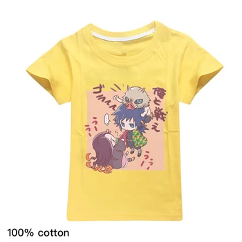 2020 Naujų Vaikų KAWAI Animacinių filmų Prined Grafinis T Marškinėliai Anime Demonas Disko Vaikai, Mergaitės ir Berniukai, Kimetsu Harajuku Drabužiai