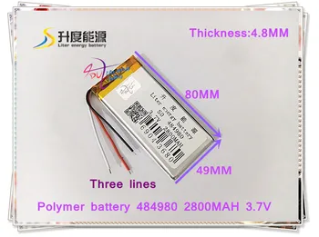 3 linija 484980 3.7 V 2800mAh 505080 Polimeras ličio jonų / Li-ion baterija tablet pc POWER BANK mobilusis telefonas