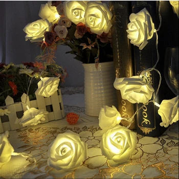 2M akumuliatoriaus LED dirbtinių rožių gėlių atostogų virvę, žibintai, vestuvių Valentino šalis dekoro girliandą meilužio dovana sodo lempos