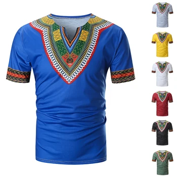 2020 Naujas Atvyko Folk-custom T-marškinėliai Vyrams, Vasaros Atsitiktinis Afrikos Spausdinti V-Kaklo Megztinis trumpomis Rankovėmis T-shirt Viršuje Palaidinė camiseta