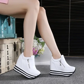 2018 m. Pavasario 13 cm storio pleišto apačioje padidėjo laisvalaikio bateliai moterims, batai mados aukštos platformos batus