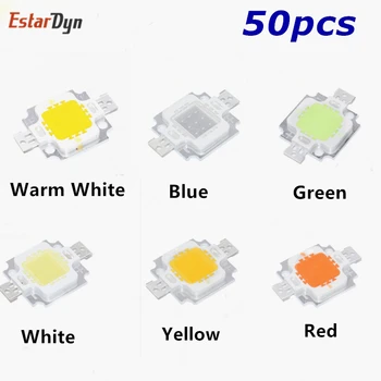 50PCS 10W balta/šiltai balta/Raudona/žalia/mėlyna/geltona Led lustas 10w Lemputė karoliukai 10W led Integruota Didelės galios led 10w