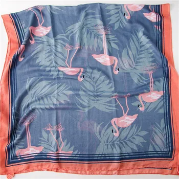 VISROVER lady paplūdimio skarelės flamingo šalikas su kutas vasarą moterys wrap viskozė atogrąžų spausdinti skara skara augalų spausdinti