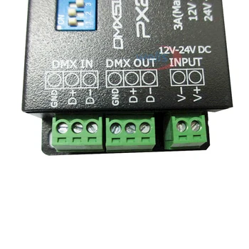 PX24506 DMX 512 Dekoderis Vairuotojo 9A DMX 512 Stiprintuvas 12V 24V led DMX512 valdiklis RGB LED juostelės Žibintai