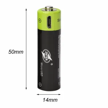 ZNTER 2/4 vnt USB Greita Įkrovimo AA 1,5 V 1250mAh Baterija Įkraunama Ličio Polimero Baterija Įkrauta Micro USB Kabelio