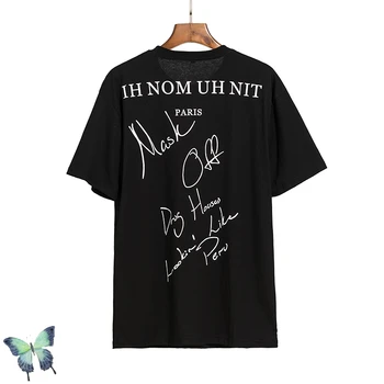 Ih Nom Uh Nit T-shirt Parašas Grafiti Atgal Laiškas Išspausdintas Kaukė Vyrų Hipster Marškinėliai