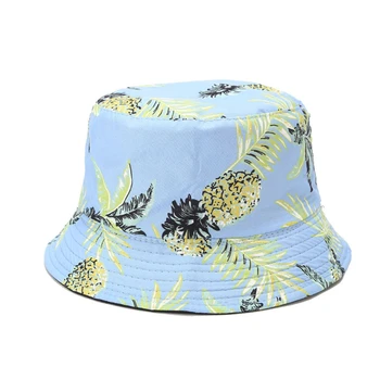 Naujas Medvilnės Ananasų Spausdinti Kibirą, Skrybėlės Moterims dvipusis Baseino Skrybėlę Moterų Pavasario Vasaros Lauko Kelionių Saulės Bžūp Žvejys Skrybėlės