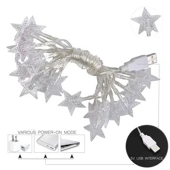 2m/3m/5m/10m Star LED Šviesos Eilutę Šmėžavimas Girliandas USB 5V Varomas Kalėdų Lempos Atostogų Šalis Vestuvių Dekoratyvinis Pasakų Žibintai