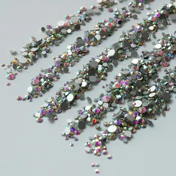 1440pcs Sumaišykite Dydis Butas Atgal Cirkonio Kristalų SS3-SS30 Diamond Blizgučiai Masės Nagų Dailės Reikmenys, Papuošalai, Brangakmenių 3D Patarimų 