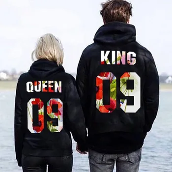 2020 m. Žiemos Karalius&Karalienė Vyrų, Moterų Atsitiktinis Hoodies Pora Medvilnės Palaidinės