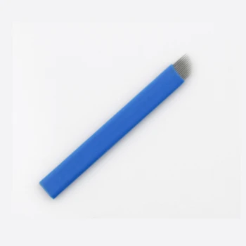 100vnt/daug Vienkartiniai Mėlyna Nuolatinio 12 14 16 17 18 Pin Vadovas Antakių Tatuiruotė Adatos Ašmenys, Skirti 3D Siuvinėjimo Microblading Pen