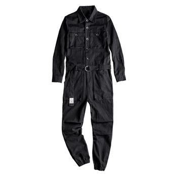 Vyriški ilgomis rankovėmis kišenės krovinių poilsiu jumpsuits su diržo Madinga kostiumai, Kelnės, Kombinezonas