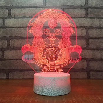 Chucky 3D LED RGB Naktį Šviesa 7 Spalvų Kaita, Stalas Šviesos Veiksmų Skaičiai 087 Berniukų, Mergaičių Kalėdų Žaislai