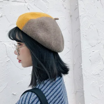 2020 Išskirtinis naujasis prancūzijos Beretė rudens ir žiemos mados siūlėmis dizaino vilnos kepurė