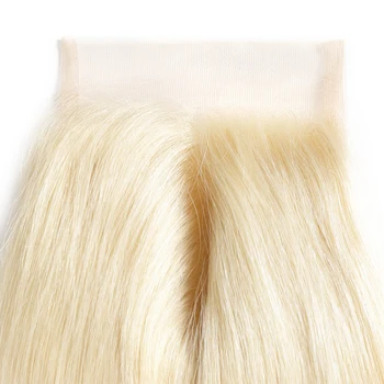 HJ Pynimo Grožio 613 Blond Ryšulius Su Uždarymo 7A Remy Plaukai Tiesūs Žmogaus Plaukų Brazilijos Plaukų Pynimas Ryšulių Nemokamas Pristatymas