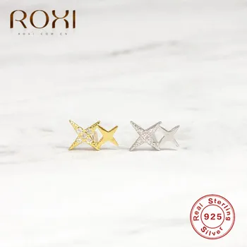 ROXI 925 Sterling Silver Star Stud Auskarai Moterims, Elegantiškas Vestuvių Papuošalai Subtilūs Kristalų Cirkonis Star Auskarai korėjos Dovanos