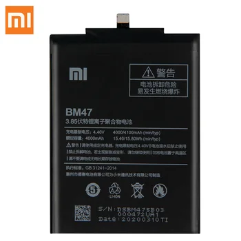 Originalaus Akumuliatoriaus BM47 Už Xiaomi Redmi 3 4X 3S 3X Redmi3 Pro Hongmi 3 Redrice 3x Autentiški, Telefono Baterija 4000mAh