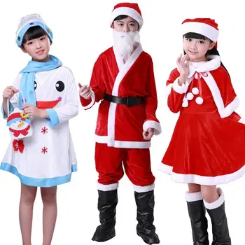 Persirengęs Kalėdų Senelio kostiumu mergina Viršūnes, Kelnės, Kostiumai Kalėdų Viršūnes + Kelnės 2 Berniukai ir Mergaitės cosplay kostiumas kostiumas
