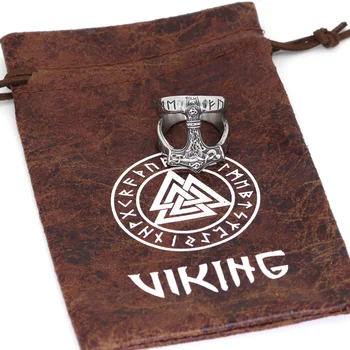 šiaurės Vikingų 316L nerūdijančio plieno thor hammer Mjolnir Skandinavų runos žiedas