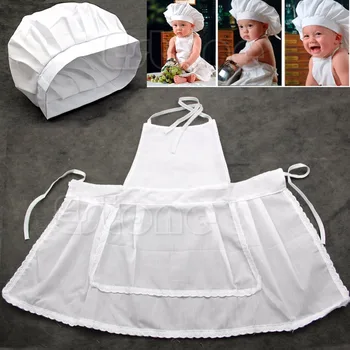 2021 Cuteborn Kūdikių Skrybėlę Prijuostė Baby Cook Kostiumas Baltos Nuotraukos, Fotografija Prop JUL16_17