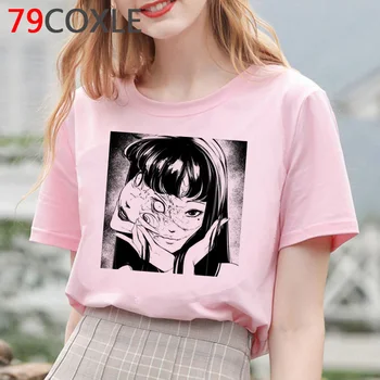 Japonų Manga Junji Ito T Shirt Moterims, Siaubo Anime Graphic T Shirts Tomie Shintaro Kago Mergina Madinga Plius Dydis marškinėliai Moteriška
