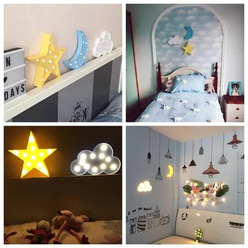 LED 3D Naktį Šviesos Vaikai Dovanų Žaislas, Skirtas Kūdikių, Šviesos, Vaikų Miegamasis, Tualetas Gražių Debesų Star Mėnulio Lempos Apdaila, Patalpų Apšvietimas