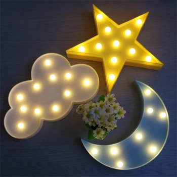 LED 3D Naktį Šviesos Vaikai Dovanų Žaislas, Skirtas Kūdikių, Šviesos, Vaikų Miegamasis, Tualetas Gražių Debesų Star Mėnulio Lempos Apdaila, Patalpų Apšvietimas