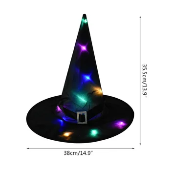 Helovinas LED Ragana Skrybėlę Helovinas Lauko Medžio Kabo Dekoro Juodas Žėrintis Wizard Hat Suaugusiems Vaikams Cosplay Siaubo Kostiumas Prop