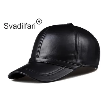 Svadilfari Pavasario natūralios odos vyro beisbolo kepurė hat vyrų nekilnojamojo odos reguliuojamas sunkvežimio vairavimo juoda snapback kepurės kepurės