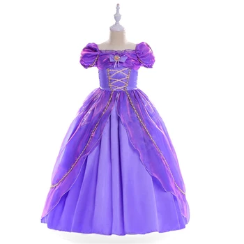 Rapunzel Suknelė Mergaitėms Gimtadienio Susivėlęs Kalėdų Karnavalo Kostiumų, Gėlių Mergaičių Violetinė Princesė Chalatai Kūdikių Perukas
