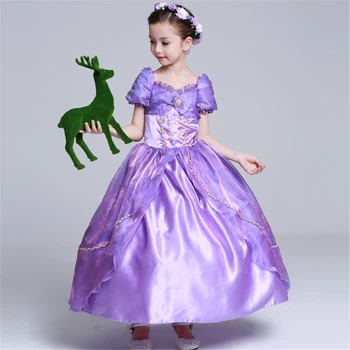Rapunzel Suknelė Mergaitėms Gimtadienio Susivėlęs Kalėdų Karnavalo Kostiumų, Gėlių Mergaičių Violetinė Princesė Chalatai Kūdikių Perukas