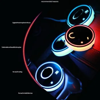 Tonlinker 2018 Nauja Versija 2 VNT Universalios RGB 7 Spalvų LED Puodelio Laikiklį, Automobilinį Puodelį Trinkelėmis Puodelio Laikiklis Vandens Gėrimų Mygtukai Apdailos Lempos