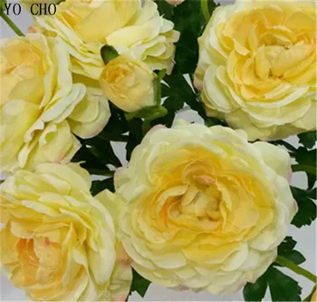 (10 vnt./daug) Vestuvių dekoravimas dirbtinių gėlių aukštos kokybės modeliavimas arbata, rožių gėlių, dekoratyvinių gėlių šilko bijūnų puokštė