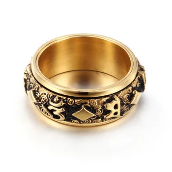 Aukso Mantra pasukti žiedas vyrų titano plieno banga retro valdinga asmenybė vieną rodomojo piršto žiedas su juvelyrika