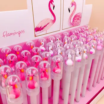 48pcs Kūrybos Raštinės reikmenys Studentų Pen Flamingo purškalo buteliukas Gelio Rašiklis 0.5 Pilnas Adatų Juodo Rašalo Rašiklis, mokyklinės prekės, Raštinės Reikmenys
